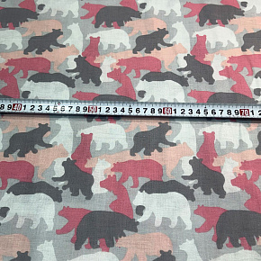Tissu coton au métre imprimé Ourses couleur gris Tissu coton au métre imprimé Ourses couleur gris