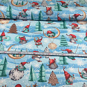 Tkanina bawełniana wzór świąteczny na Niebieski tle