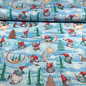 Vánoční bavlněná látka, metráž, šíře 160 cm, Vánoční vzor na Modrém