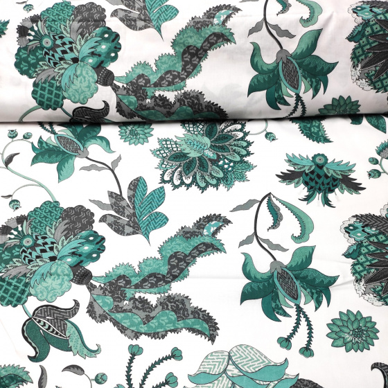 Bavlněná-látka-vzor-Poviev-bílé-zelená-111