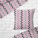 Tissu coton au métre couleur blanche zigzag multi rose