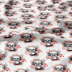 Tissu coton au métre imprimé Panda rose Tissu coton au métre imprimé Panda rose