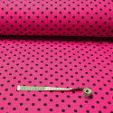 Tkanina bawełniana Czarne groszki 10 mm na Amarantowym tle