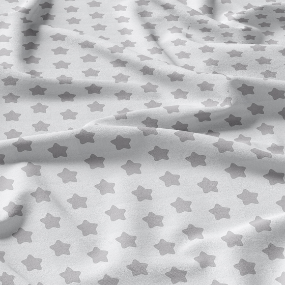 Tissu coton au mètre, 125 g/m², largeur 160 cm, imprimé Pentagones gris et blanche