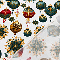 Tissus en coton de Noël au mètre, 160 cm motif Boules de Noël blanc
