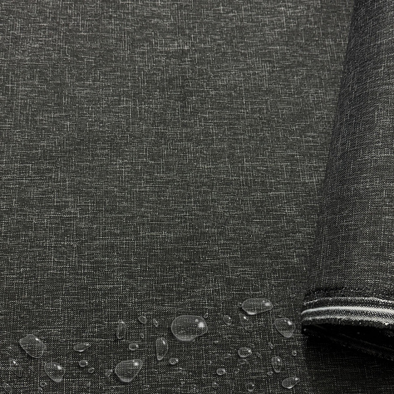 Nepromokavá látka Imitace lnu-01, Černá Kostka