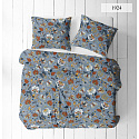 Tissu en coton au mètre, 125 g/m², largeur 160 cm, imprimé à fleurs sur fond bleu