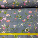 Tkanina bawełniana wzór pole kwiatowe na c.szarym tle