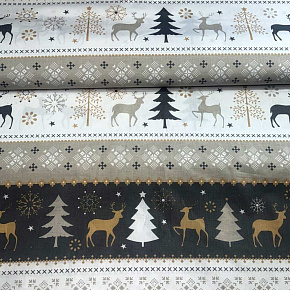 Tissus en coton de Noël au mètre, 160 cm motif Scandinave Beige