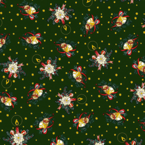 Tissus en coton de Noël au mètre, Motif de Noël vert, 160 cm