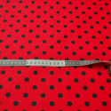 Tissu coton au métre couleur Rouge pois Noire 10 mm