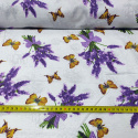 Tissu en coton au mètre, 125 g/m², largeur 160 cm, imprimé à fleurs lavande
