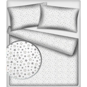 Tissu coton au mètre, 125 g/m², largeur 160 cm, imprimé Etoiles griset blanche Tissu coton au mètre, 125 g/m², largeur 160 cm, imprimé Etoiles griset blanche