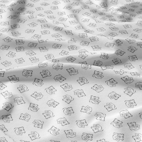 Tissu coton au métre imprimé Ours couleur blanche