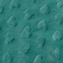 Tissu minky coeurs, 330 gr/m2, largeur 160 cm, menthol fonce