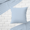 Tissu coton au métre couleur blanche zigzag bleu