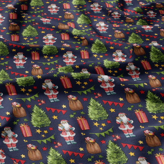 Tissus en coton de Noël au mètre, Garde de Noël blue-marine, 160 cm