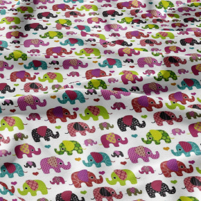 Tissu coton au métre imprimé Eléphants couleur amarante Tissu coton au métre imprimé Eléphants couleur amarante