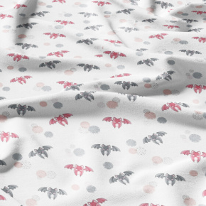 Tissu coton au métre imprimé Chauve souris couleur blanche