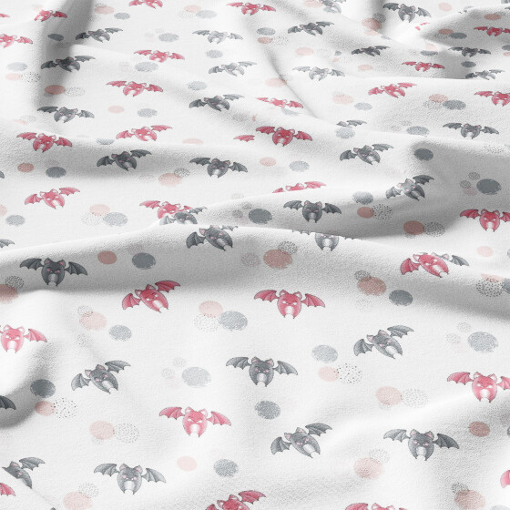 Tissu coton au métre imprimé Chauve souris couleur blanche