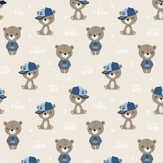 Tissu coton au métre imprimé Animaux couleur biege