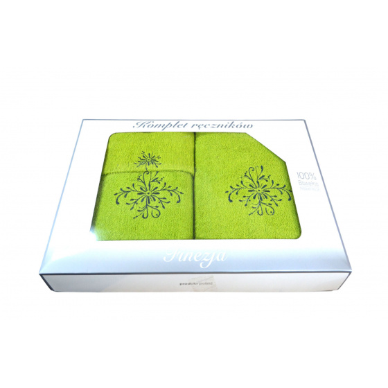 Serviette de toilette à broder en coton, éponge (3 pièces) Verte