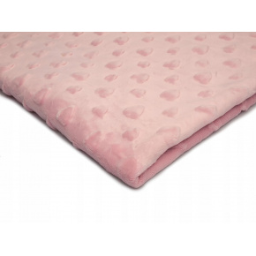 Tissu minky coeurs, 330 gr/m2, largeur 160 cm, rose clair