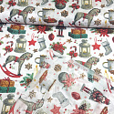 Vianočný bavlnenej látky vzor Vianoce na Bielom, metráž 160 cm