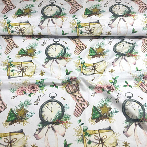 Tissus en coton de Noël au mètre, 160 cm motif Noël blanche Tissus en coton de Noël au mètre, 160 cm motif Noël blanche