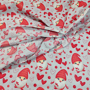 Tissus en coton de Noël au mètre, motif Saint Nikolas sur gris, 160 cm