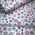 Tkanina bawełniana świąteczna śnieżynki na białym tle