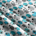 Tissu coton au métre imprimé Moutons couleur turquoise