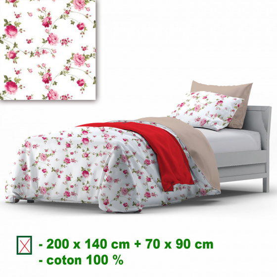 Linge de lit en coton avec fermeture, couleur Blanche, 140x200 cm 