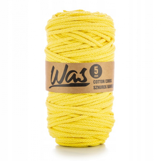 Cordons tressé coton 5 mm, 100 m, couleur jaune clair 060