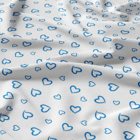 Tissu coton au métre couleur blanche, coeurs Bleu Tissu coton au métre couleur blanche, coeurs Bleu