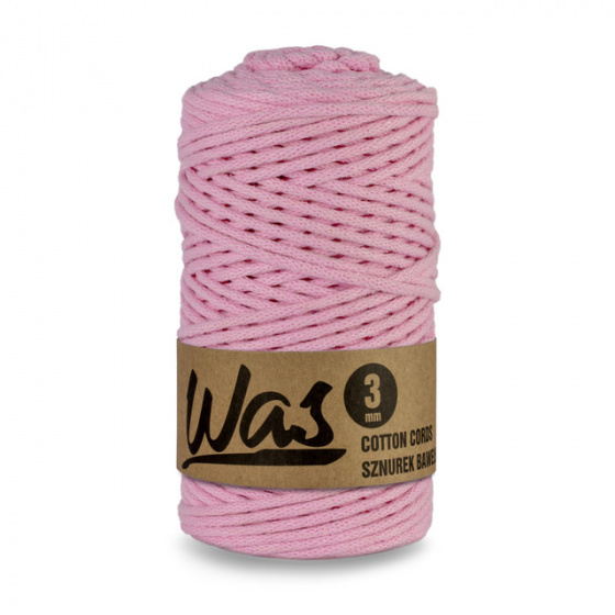 Bavlněná šňůra 3mm, 100m, ŘŮŽOVÁ