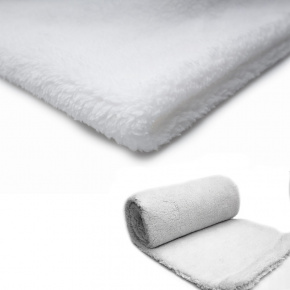 Tissu imitation fourrure d'agneau, 320 g/m², largeur 160 cm, 01 blanche
