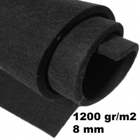 Feutrine technique 8 mm, 1200 g/m², largeur 160 cm, noir