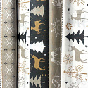 Christmas cotton fabric, by the meter, width 160 cm, Scandinavian motif Beige