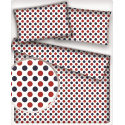 Tissu coton au métre couleur blanche pois grenat et rouge 22 mm