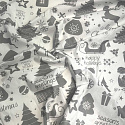 Christmas cotton fabric, width 160 cm, MIX Grey on White