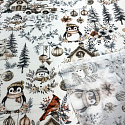 Vianočný bavlnenej látky vzor Vianoce na Bielom, metráž 160 cm