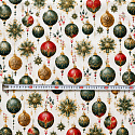 Tissus en coton de Noël au mètre, 160 cm motif Boules de Noël blanc