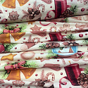 Christmas cotton fabric, by the meter, width 160 cm, Christmas motif on White, 10-5