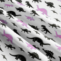 Tissu coton au métre imprimé Dinosaures noir et violet