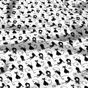 Tissu coton au métre imprimé Chat Cleopatra couleur blanche Tissu coton au métre imprimé Chat Cleopatra couleur blanche