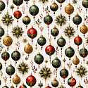 Tissus en coton de Noël au mètre, 160 cm motif Boules de Noël blanc
