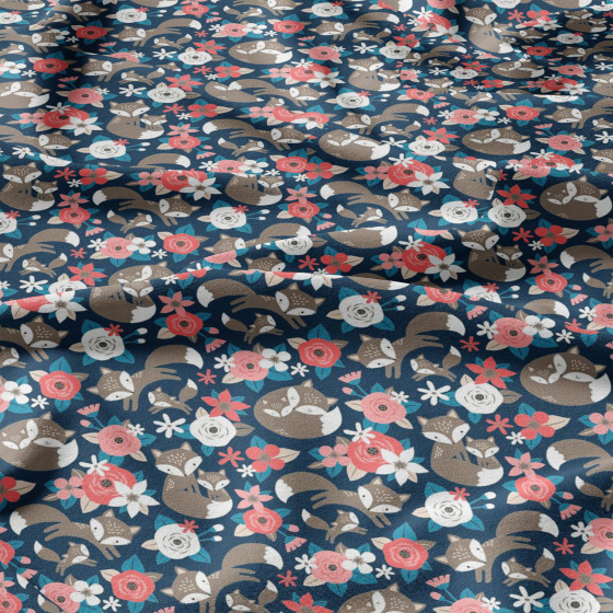 Tissu coton au métre imprimé Fleurs roes sur grenat 509 KT