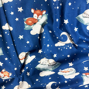 Tissu coton au métre Bon Sommeil bleu marine