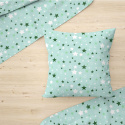Tissu coton au mètre, 125 g/m², largeur 160 cm, imprimé Etoiles verte et menthol 